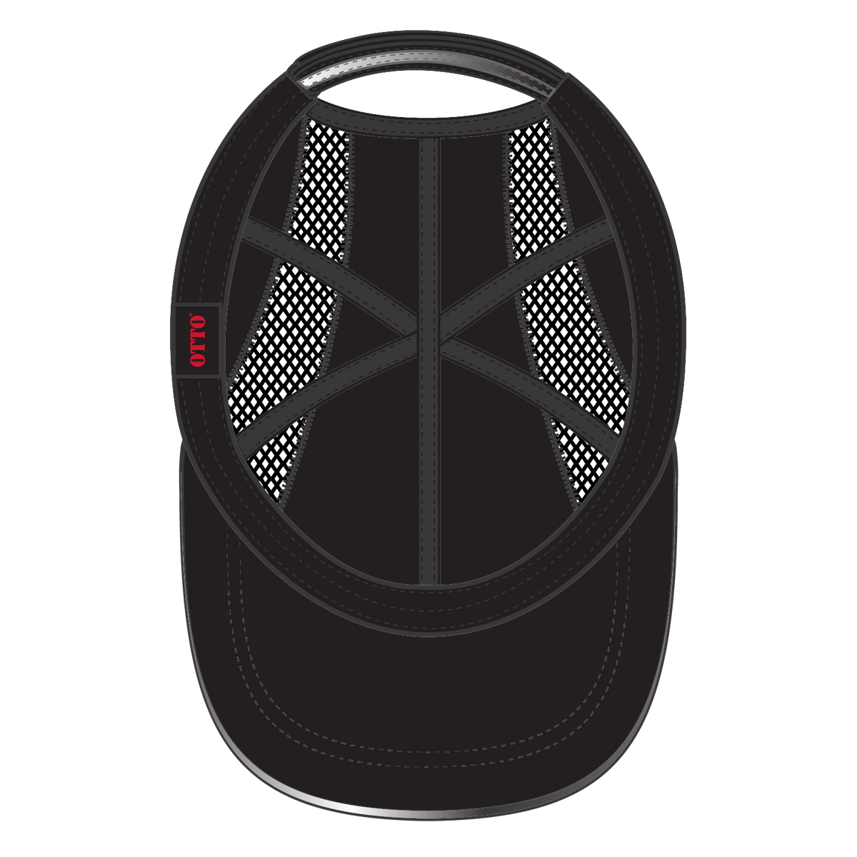 Inside View of 003 - Black OTTO CAP Reflective 6 Panel Running Cap