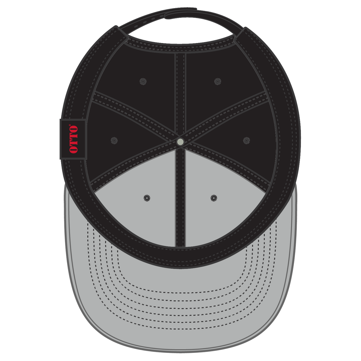 Inside View of 003 - Black OTTO CAP Seamless 6 Panel Mid Profile Baseball Cap