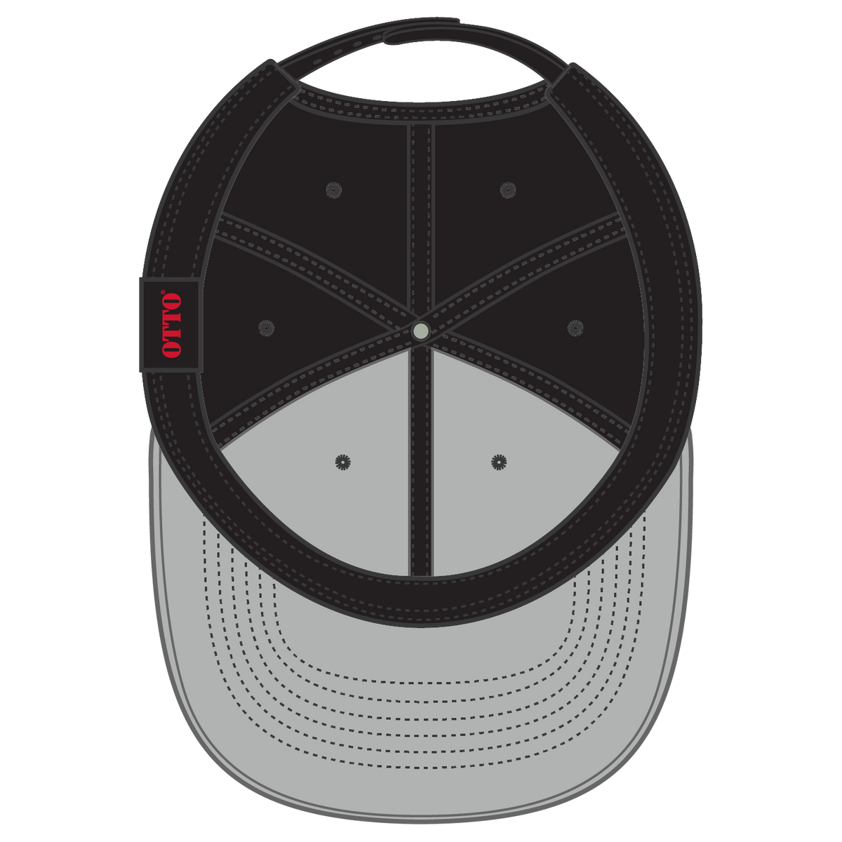 Inside View of 003 - Black OTTO CAP Seamless 6 Panel Mid Profile Mesh Back Trucker Hat