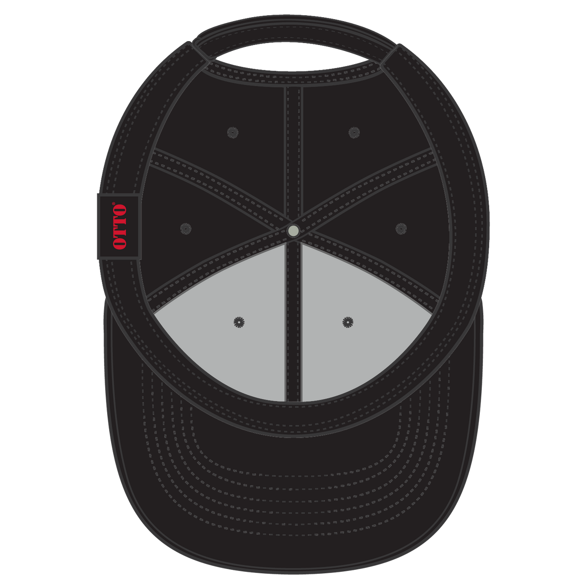 Inside View of 003 - Black OTTO CAP UPF 50+ 6 Panel Low Profile Baseball Cap