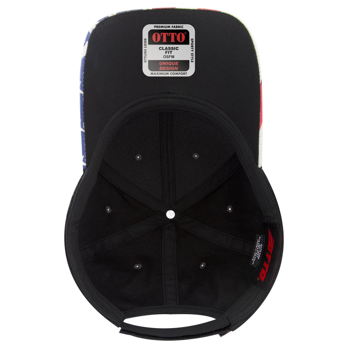 Inside View of 003A - Black OTTO CAP 6 Panel Low Profile Baseball Cap