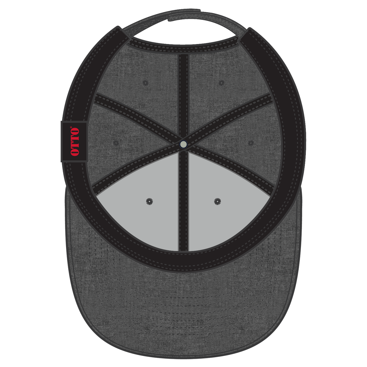 Inside View of 003A - Black OTTO CAP 6 Panel Low Profile Baseball Cap