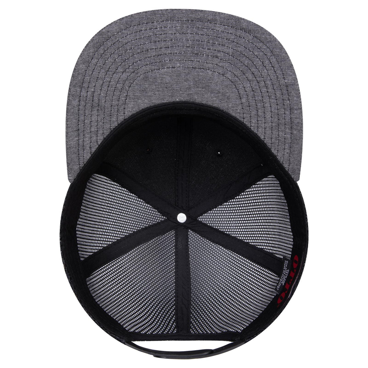 Inside View of 003A - Black OTTO CAP "OTTO SNAP" 6 Panel Pro Style Mesh Back Trucker Snapback Hat