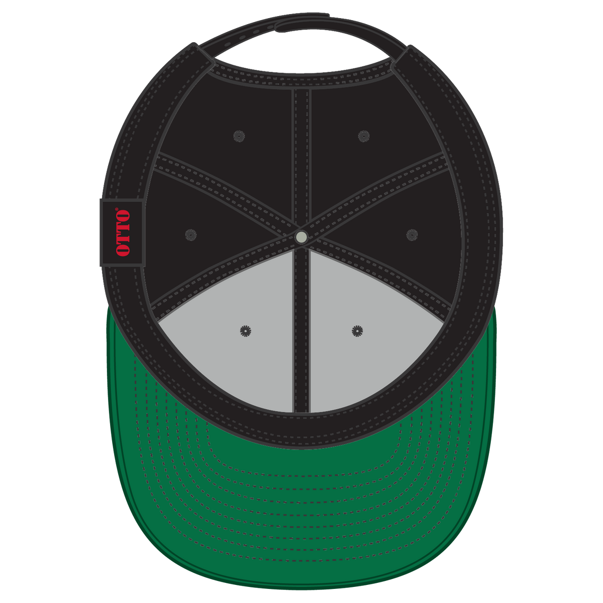 Inside View of 003A - Black OTTO CAP "OTTO SNAP" 6 Panel Pro Style Snapback Hat
