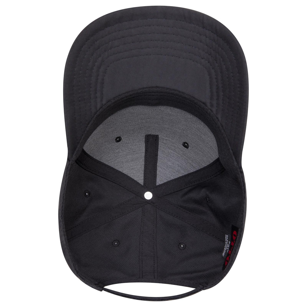 Inside View of 003B - Black OTTO CAP 5 Panel Mid Profile Baseball Cap