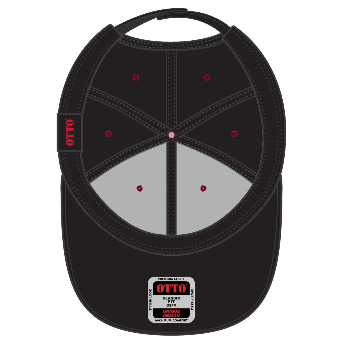 Inside View of 003B - Black OTTO CAP 6 Panel Low Profile Baseball Cap