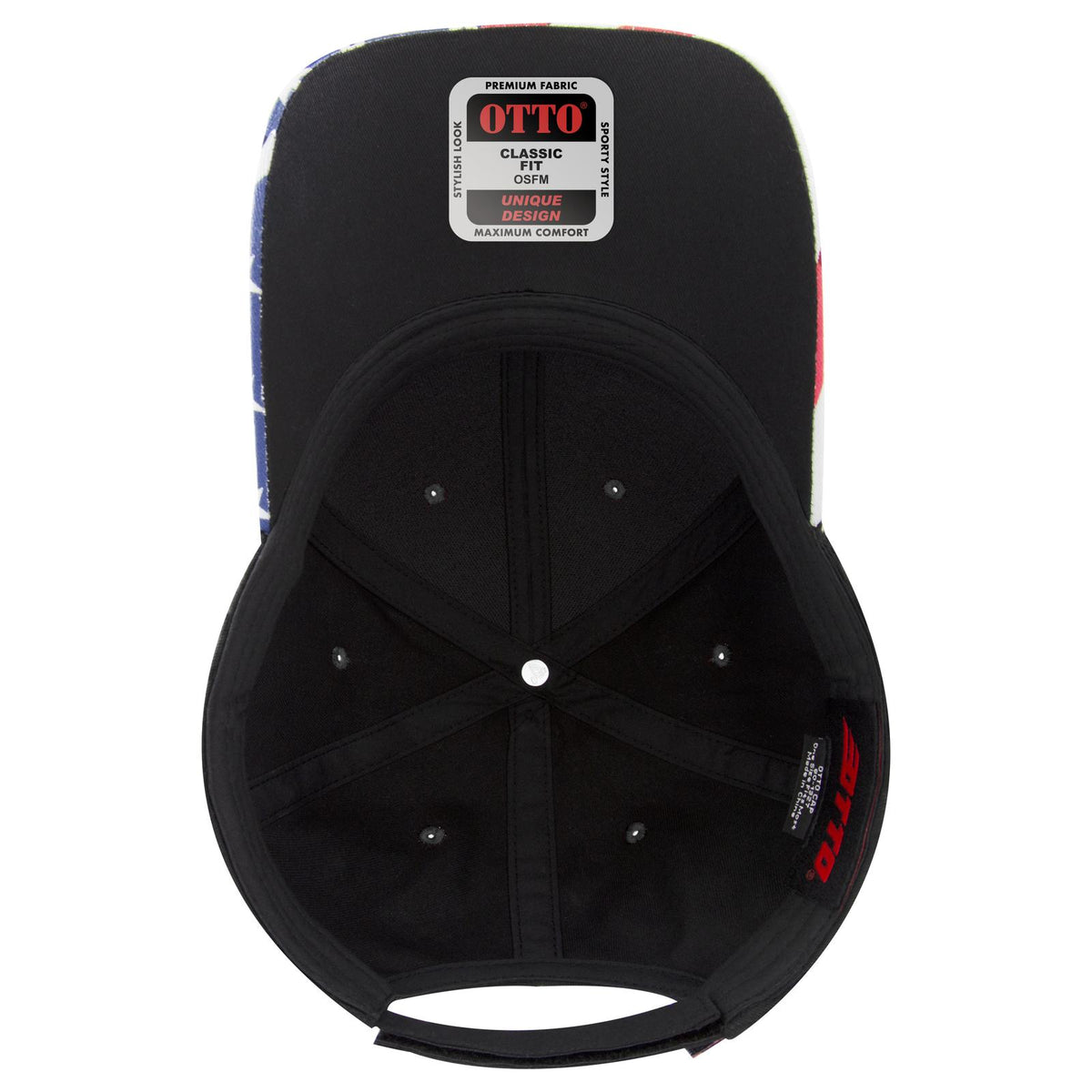 Inside View of 003B - Black OTTO CAP 6 Panel Low Profile Baseball Cap