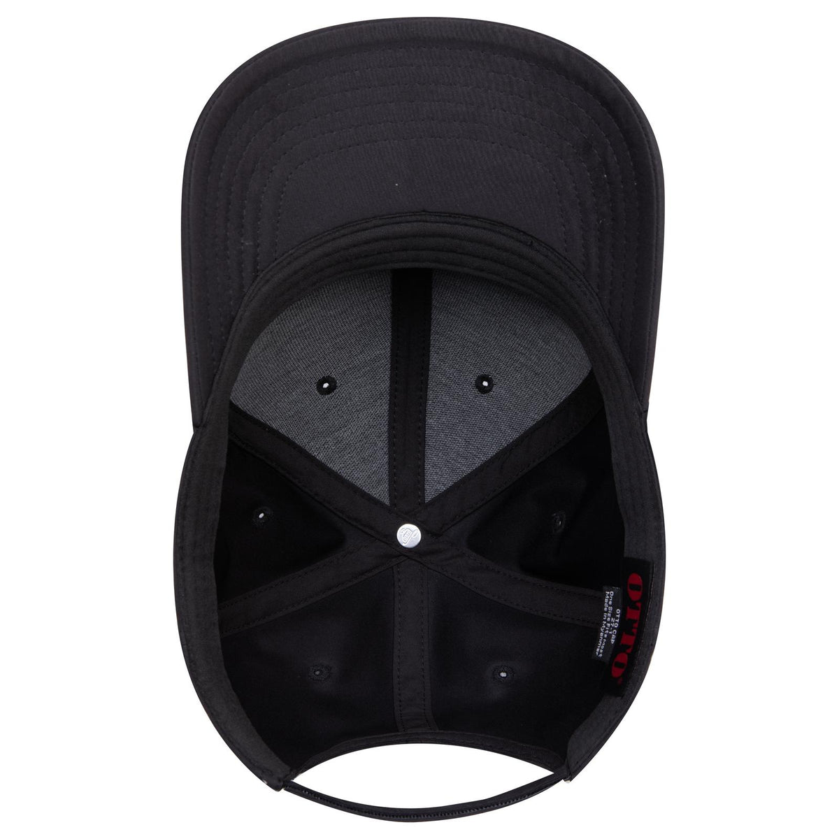 Inside View of 003B - Black OTTO CAP 6 Panel Mid Profile Baseball Cap