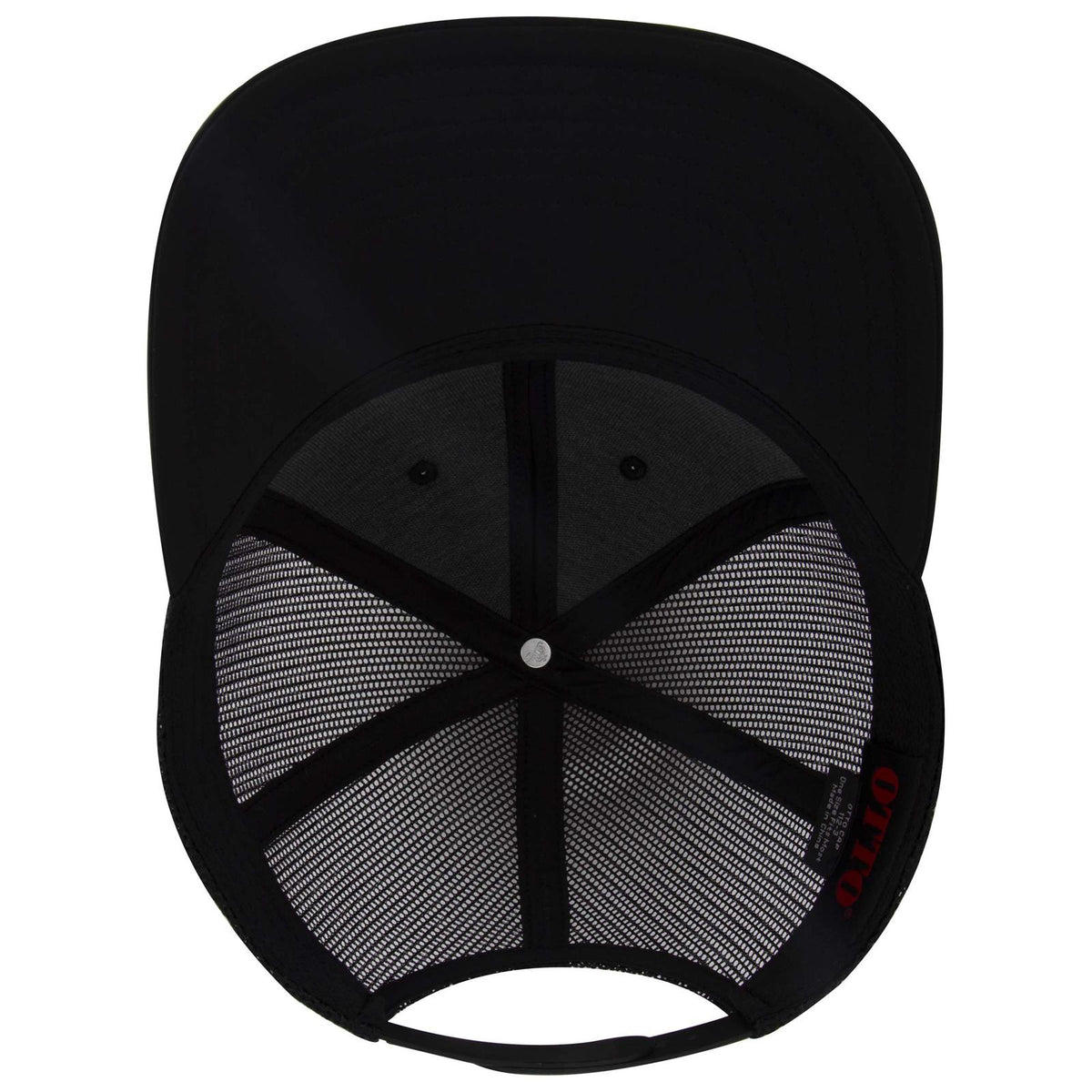 Inside View of 003B - Black OTTO CAP 6 Panel Mid Profile Mesh Back Trucker Hat