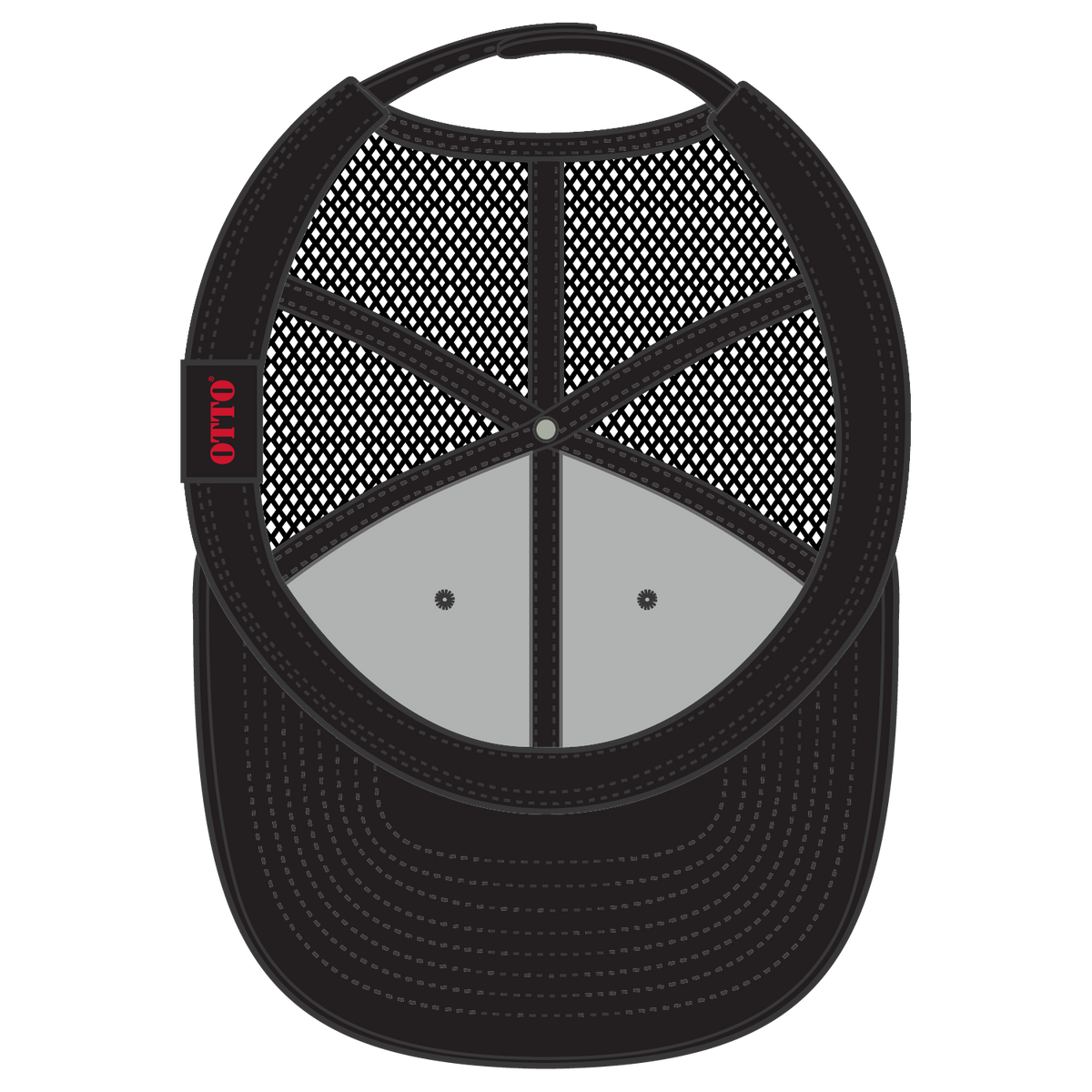 Inside View of 003B - Black OTTO CAP "OTTO SNAP" 6 Panel Pro Style Mesh Back Trucker Snapback Hat