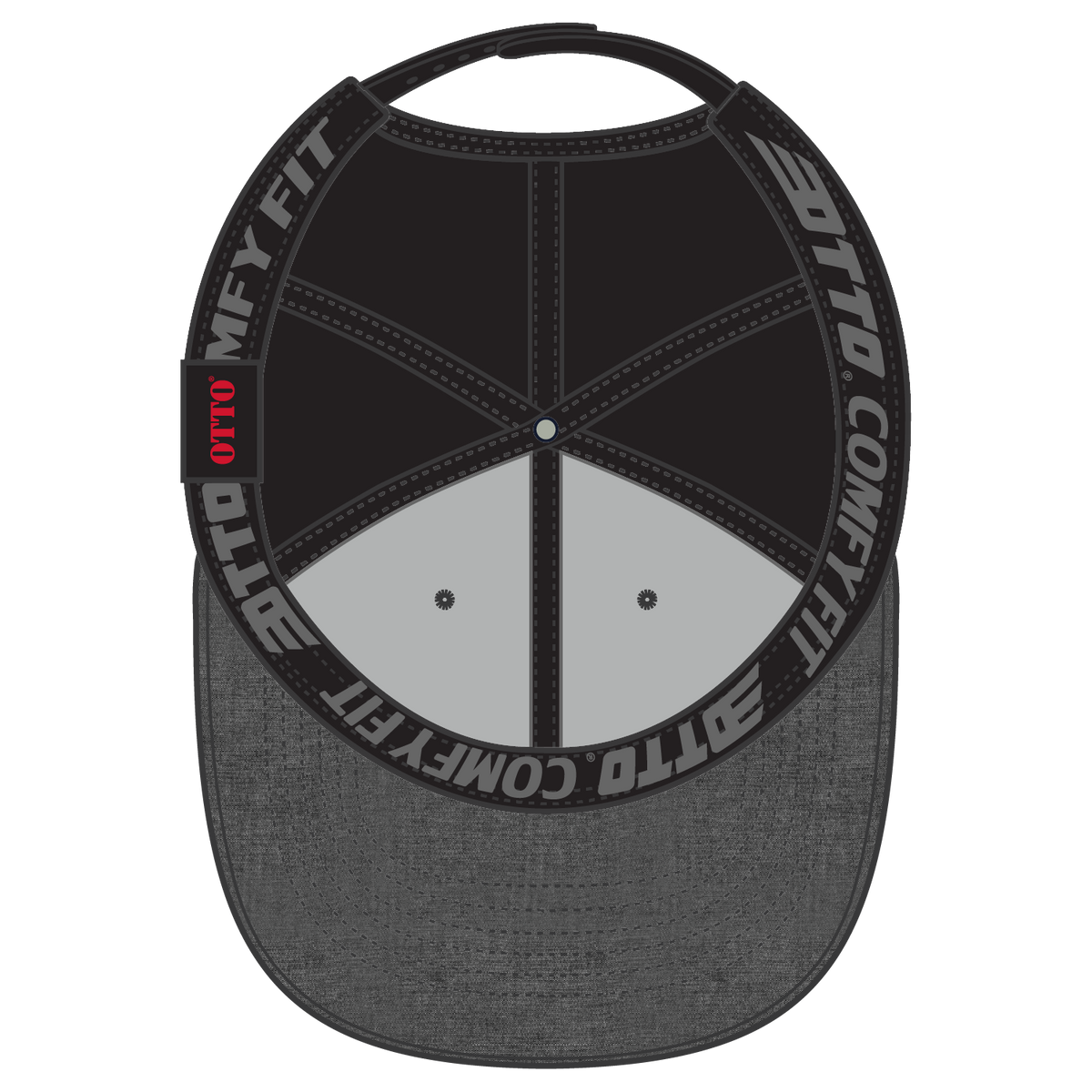 Inside View of 003C - Black OTTO CAP "OTTO COMFY FIT" 6 Panel Low Profile Mesh Back Trucker Hat
