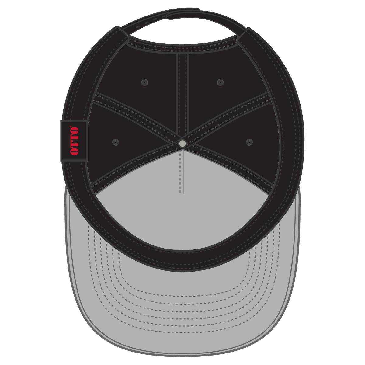 Inside View of 003C - Black OTTO CAP "OTTO SNAP" 5 Panel Pro Style Snapback Hat