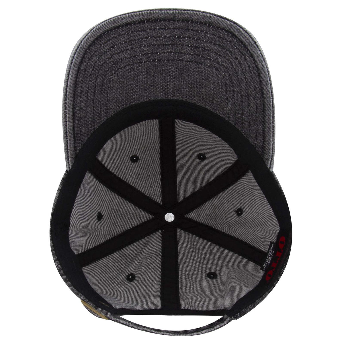 Inside View of 003D - Deep Black OTTO CAP 6 Panel Low Profile Dad Hat