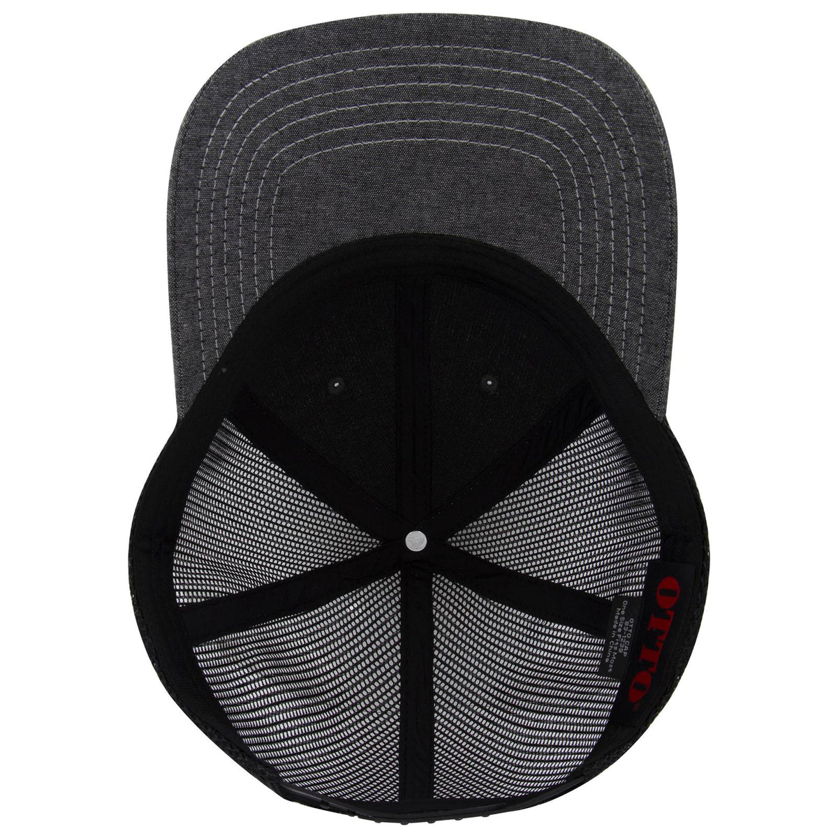 Inside View of 003V - Blk OTTO CAP 6 Panel Low Profile Mesh Back Trucker Hat