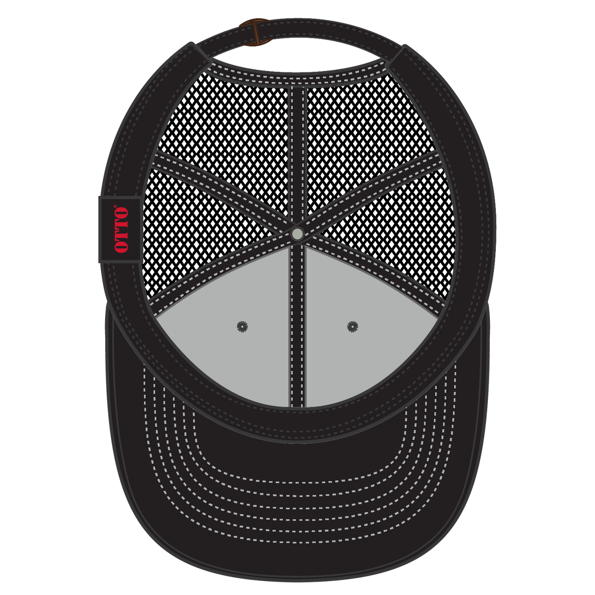 Inside View of 003W - Blk/Wht OTTO CAP 6 Panel Low Profile Mesh Back Trucker Hat
