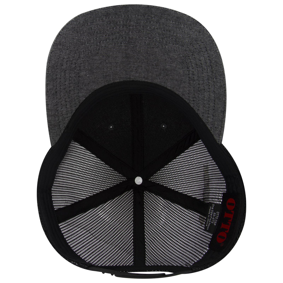 Inside View of 003X - Black OTTO CAP 6 Panel Low Profile Mesh Back Trucker Hat