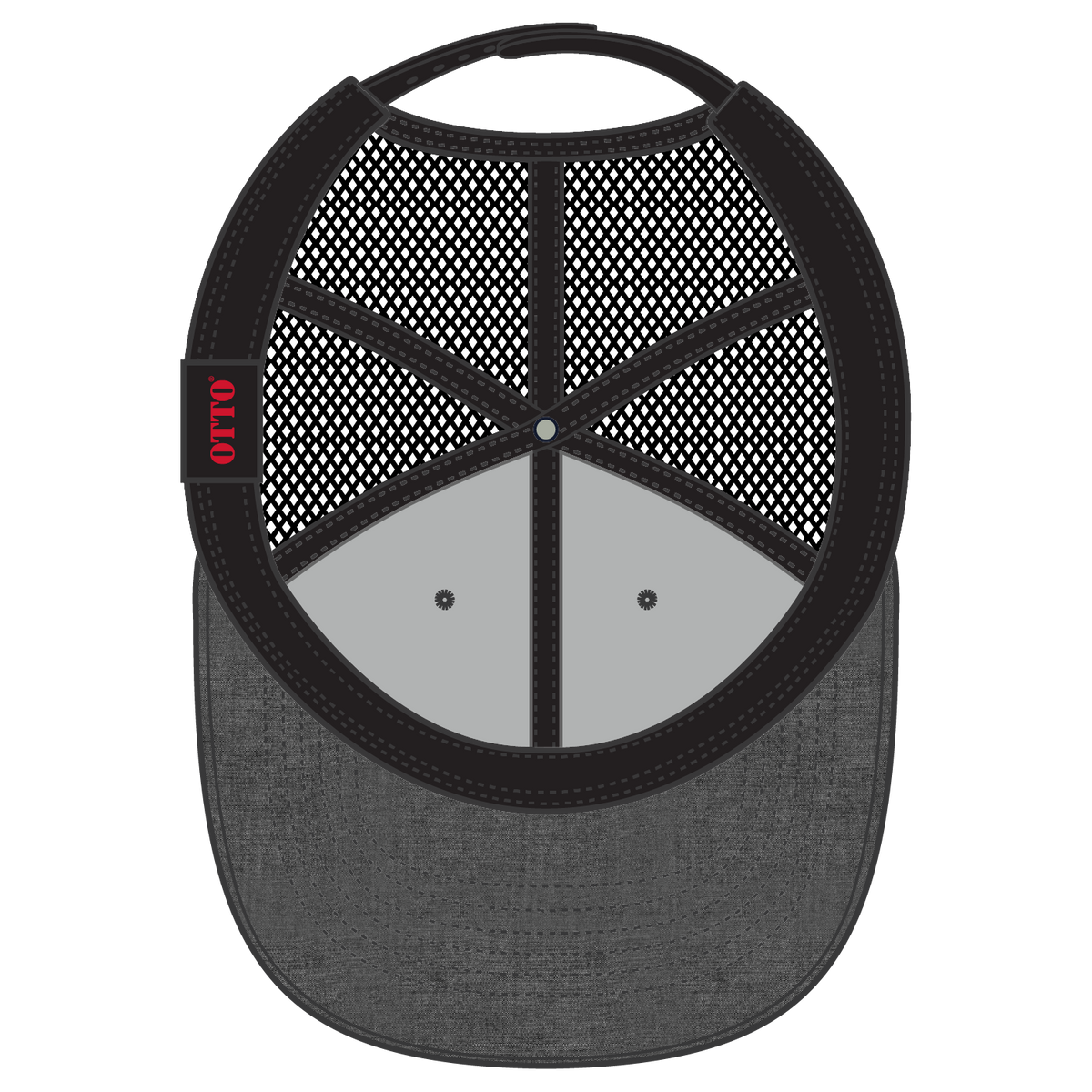Inside View of 003X - Black OTTO CAP 6 Panel Mid Profile Mesh Back Trucker Hat