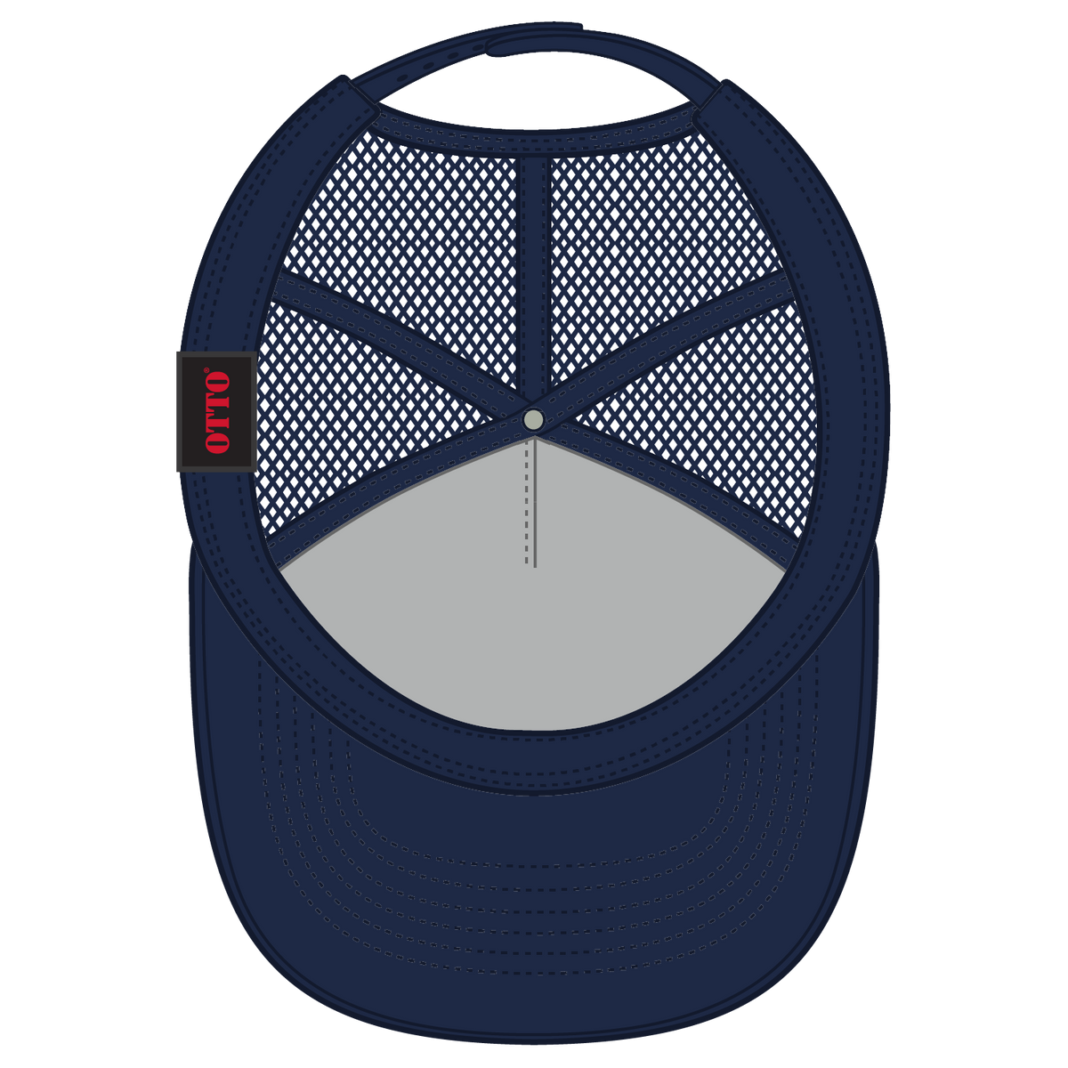 Inside View of 004 - Navy OTTO CAP 5 Panel High Crown Air Mesh Back Trucker Hat