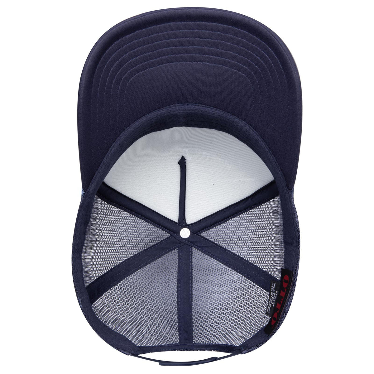 Inside View of 004 - Navy OTTO CAP 5 Panel High Crown Mesh Back Trucker Hat