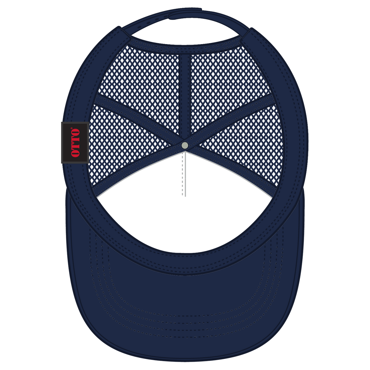Inside View of 004 - Navy OTTO CAP 5 Panel High Crown Mesh Back Trucker Hat