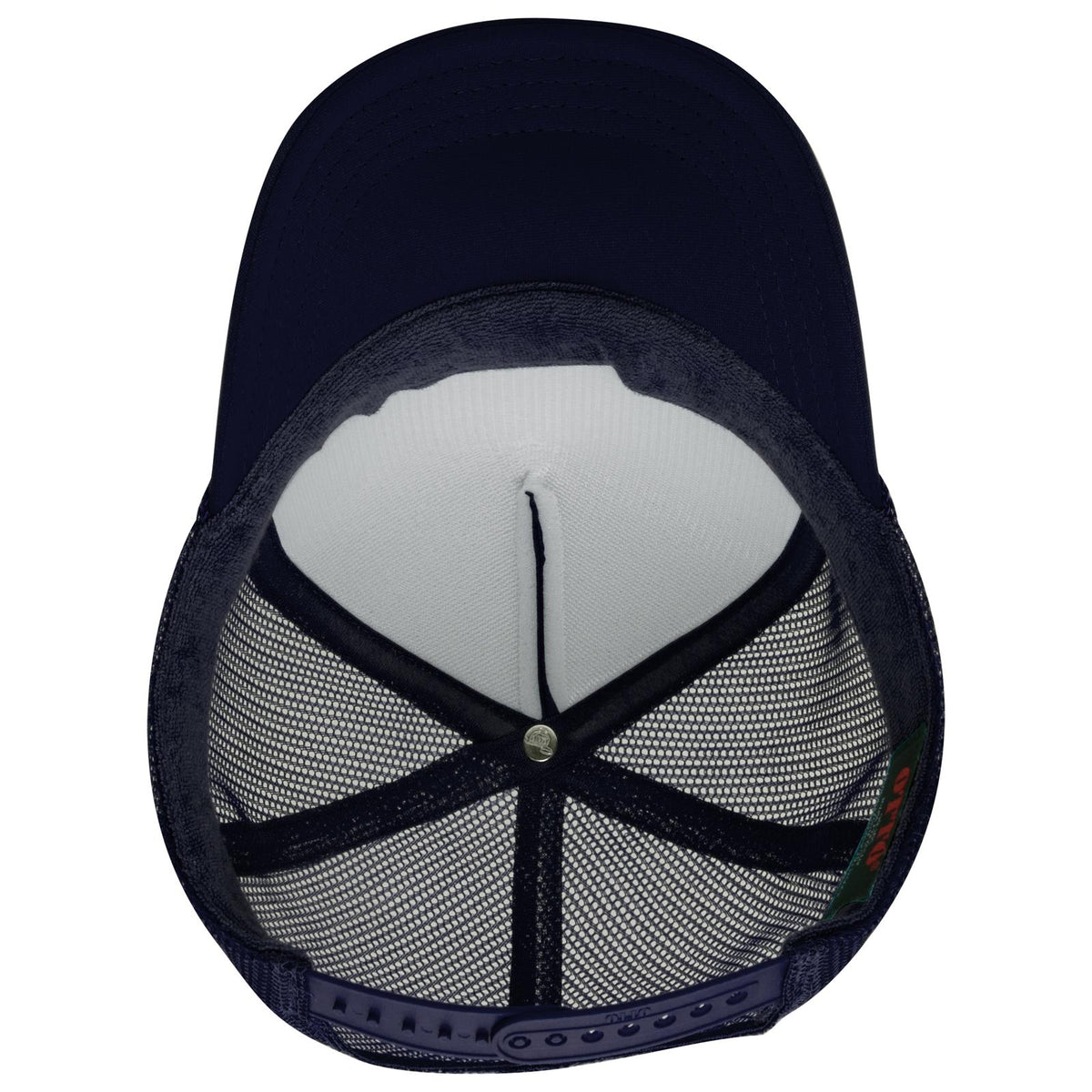 Inside View of 004 - Navy OTTO CAP 5 Panel High Crown Mesh Back Trucker Hat