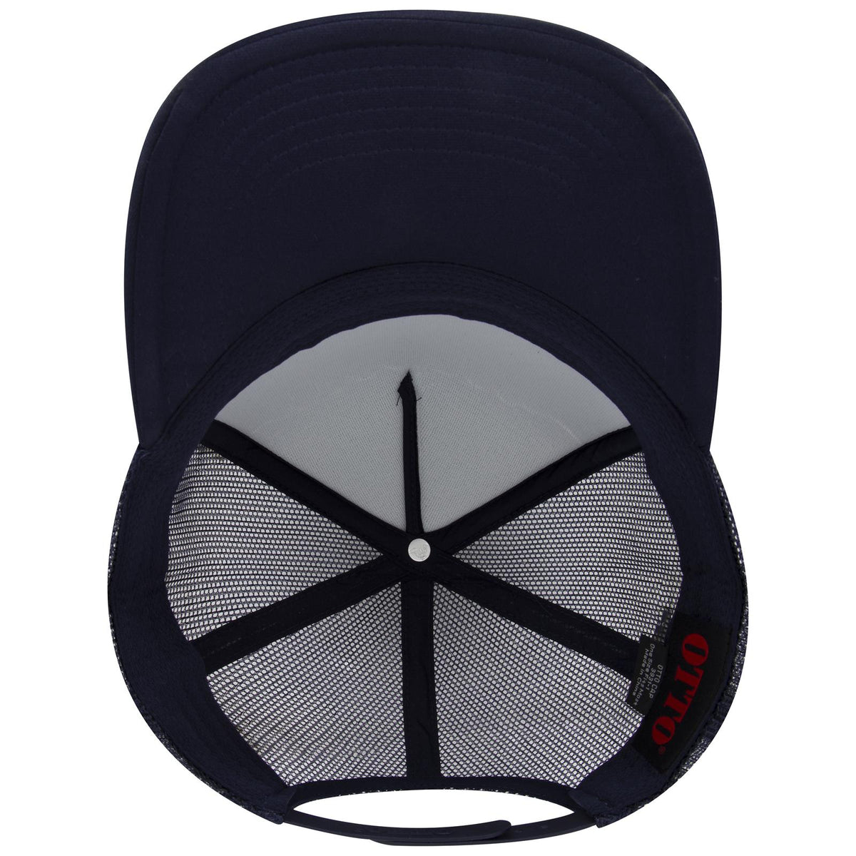 Inside View of 004 - Navy OTTO CAP 5 Panel High Crown Mesh Back Trucker Hat