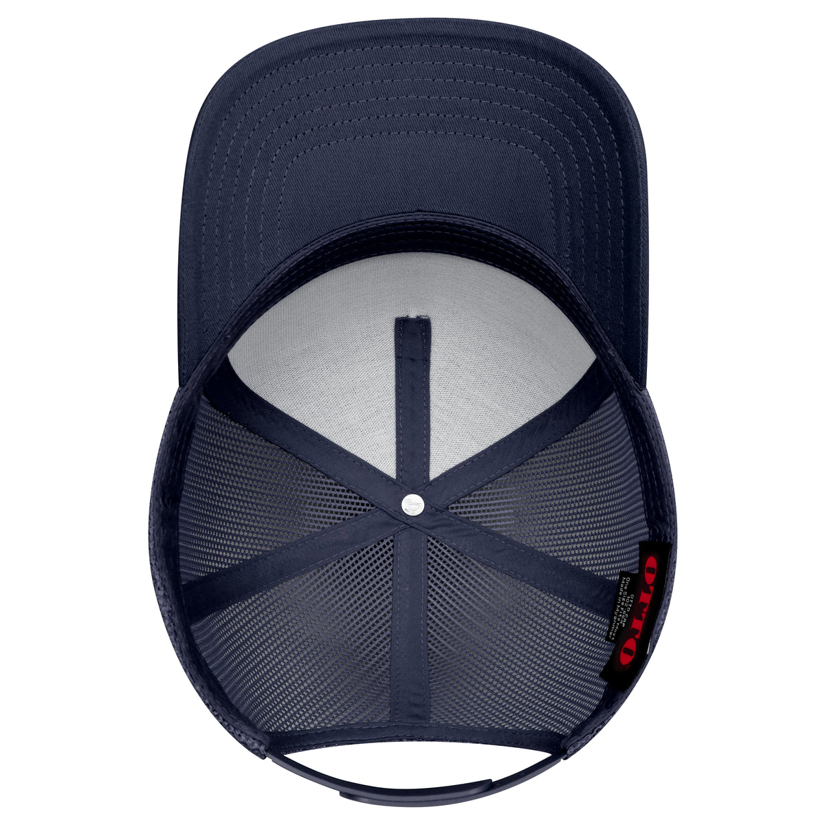 Inside View of 004 - Navy OTTO CAP 5 Panel Low Profile Mesh Back Trucker Hat