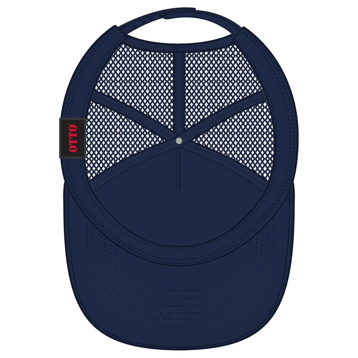 Inside View of 004 - Navy OTTO CAP 5 Panel Low Profile Mesh Back Trucker Hat