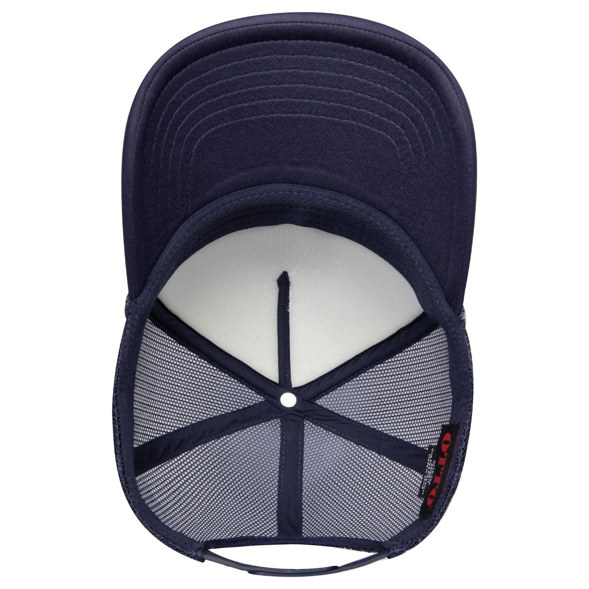 Inside View of 004 - Navy OTTO CAP 5 Panel Low Profile Mesh Back Trucker Hat