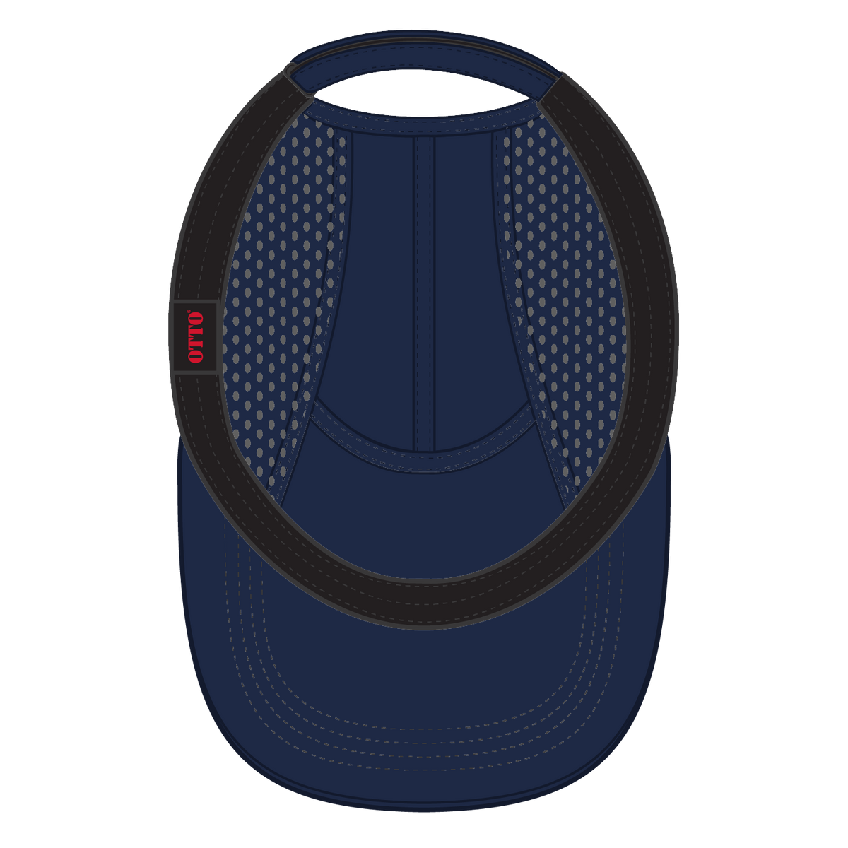 Inside View of 004 - Navy OTTO CAP 5 Panel Running Hat w/ Elastic Soft Visor