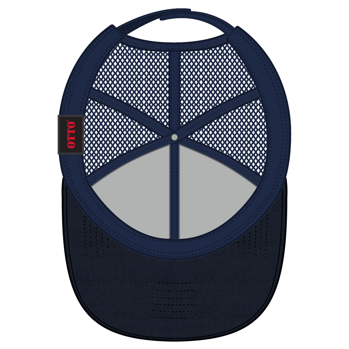 Inside View of 004 - Navy OTTO CAP 6 Panel Low Profile Mesh Back Trucker Hat