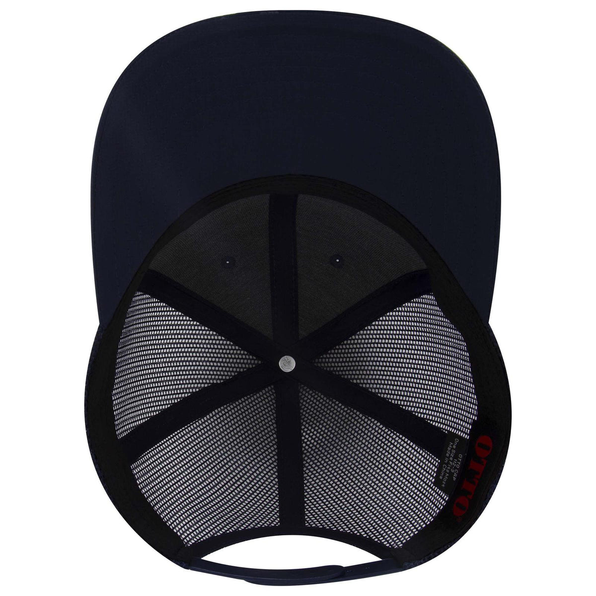 Inside View of 004 - Navy OTTO CAP 6 Panel Mid Profile Mesh Back Trucker Hat