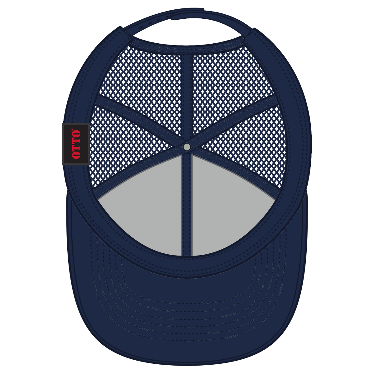 Inside View of 004 - Navy OTTO CAP 6 Panel Mid Profile Mesh Back Trucker Hat