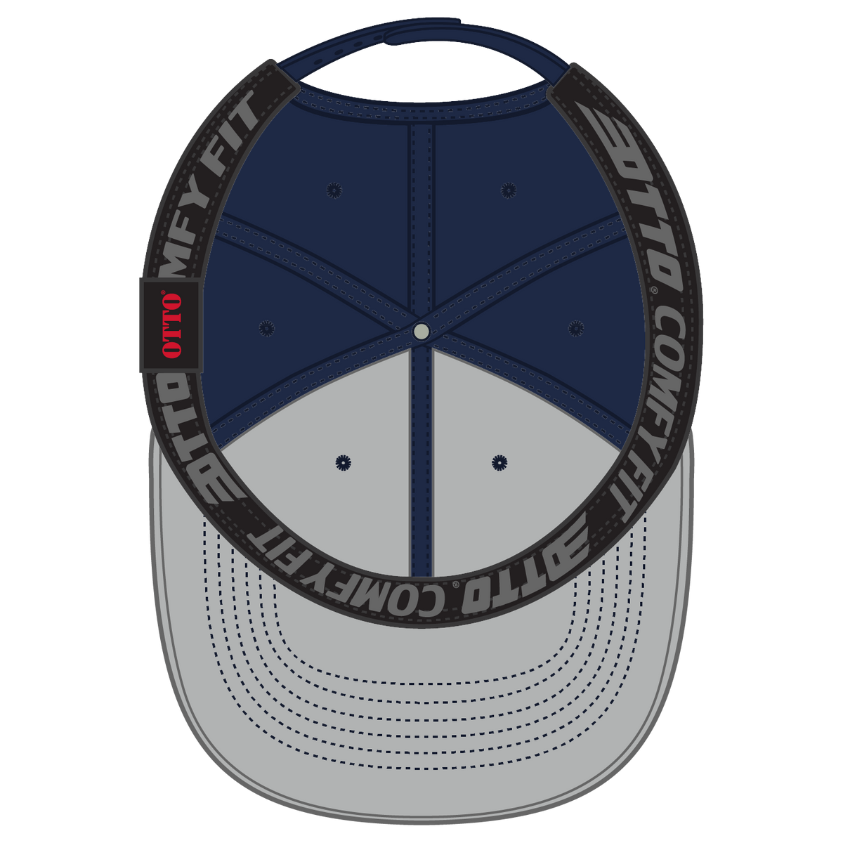 Inside View of 004 - Navy OTTO CAP "OTTO COMFY FIT" 6 Panel Low Profile Baseball Cap