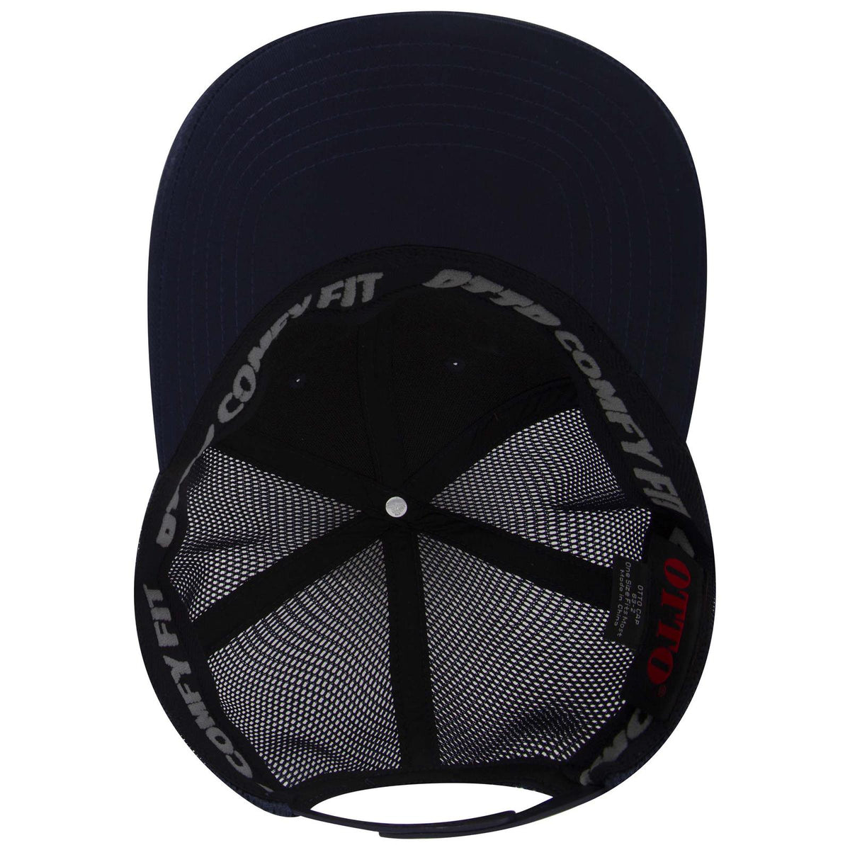 Inside View of 004 - Navy OTTO CAP "OTTO COMFY FIT" 6 Panel Low Profile Mesh Back Trucker Hat