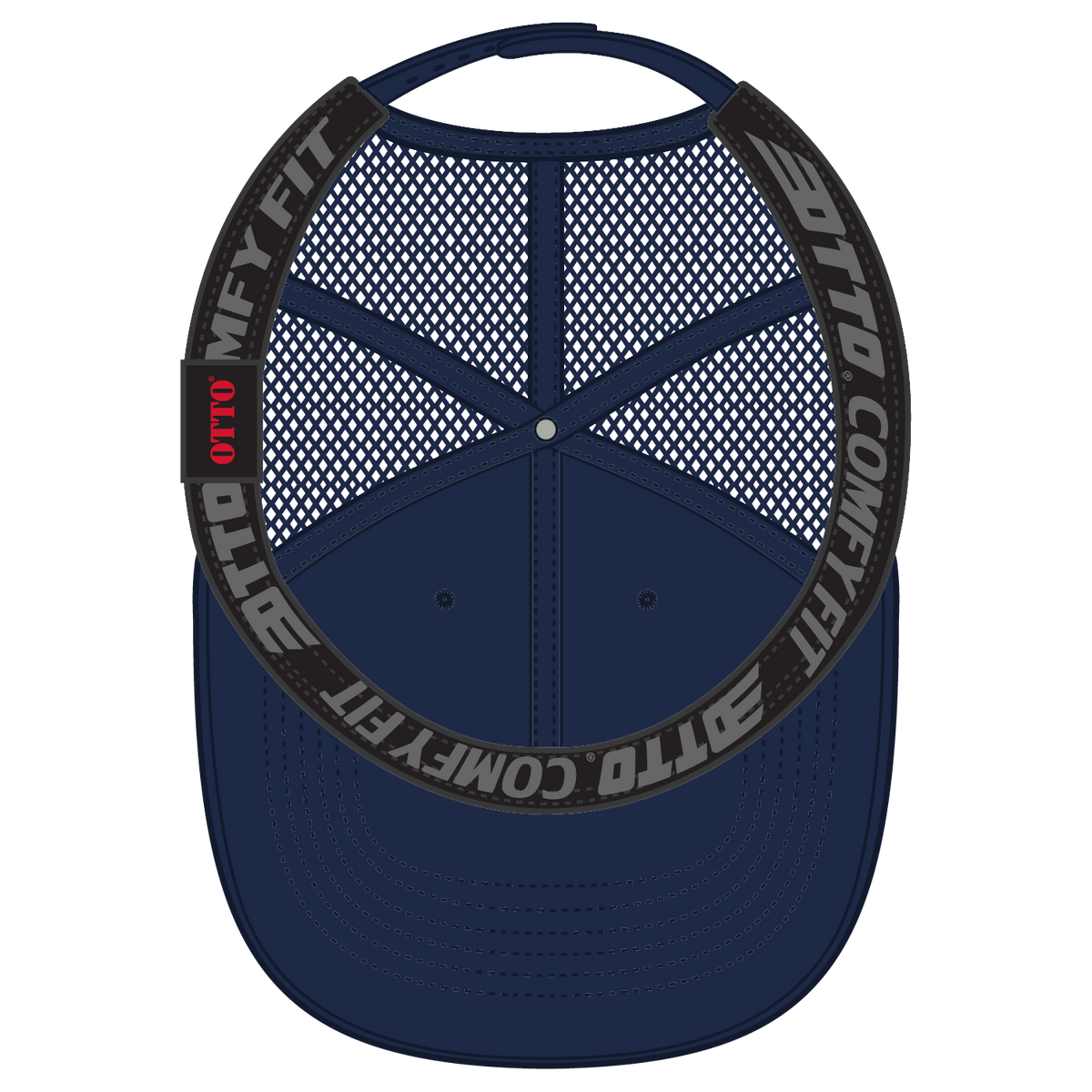 Inside View of 004 - Navy OTTO CAP "OTTO COMFY FIT" 6 Panel Low Profile Mesh Back Trucker Hat
