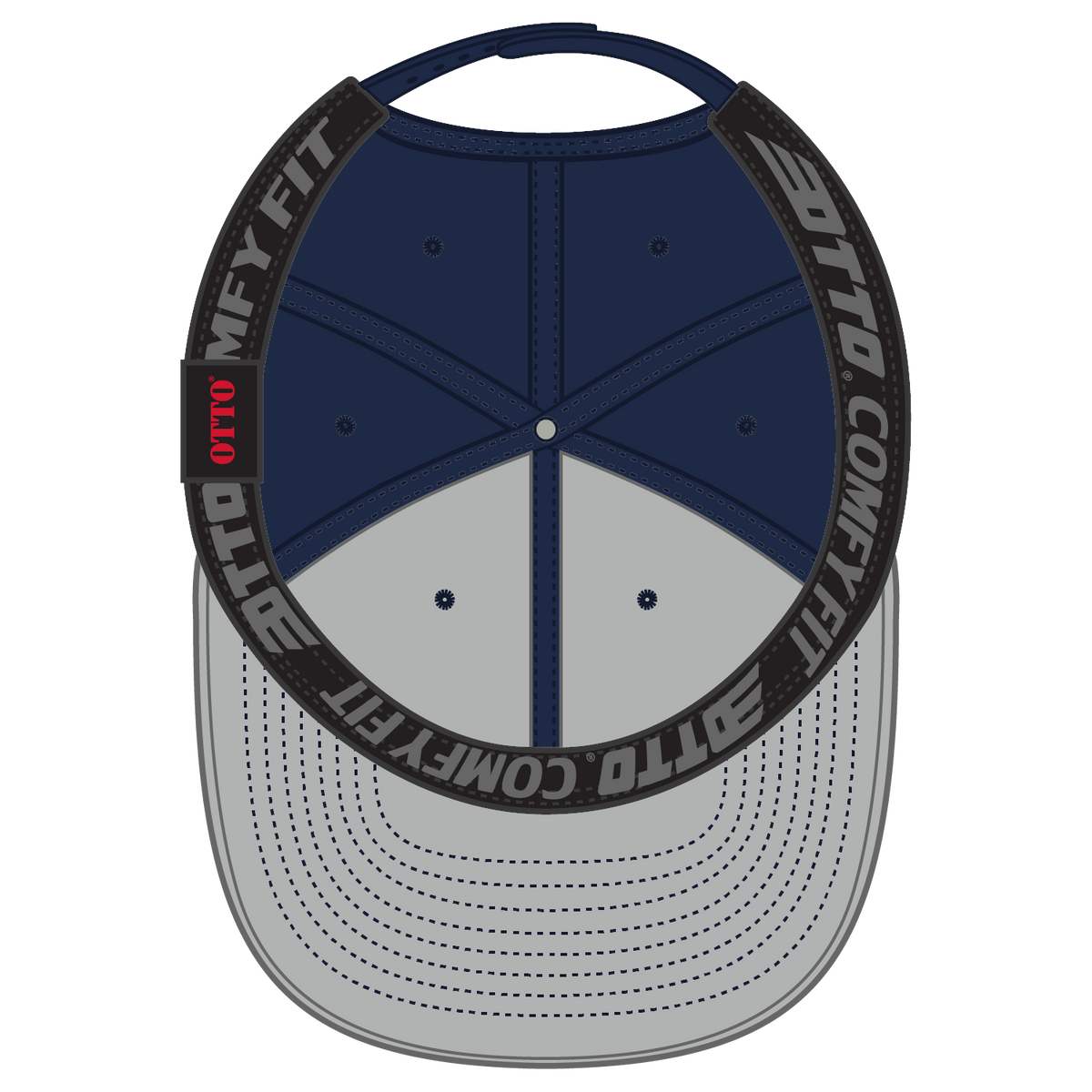 Inside View of 004 - Navy OTTO CAP "OTTO COMFY FIT" 6 Panel Pro Style Snapback Hat
