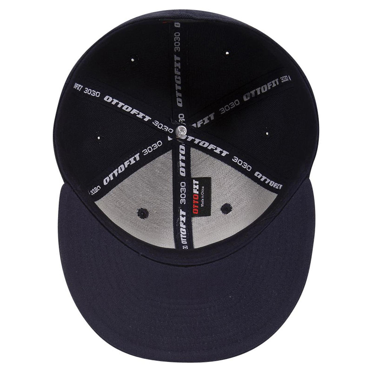 Inside View of 004 - Navy OTTO CAP "OTTO FIT" 6 Panel Mid Profile Flat Visor Baseball Cap