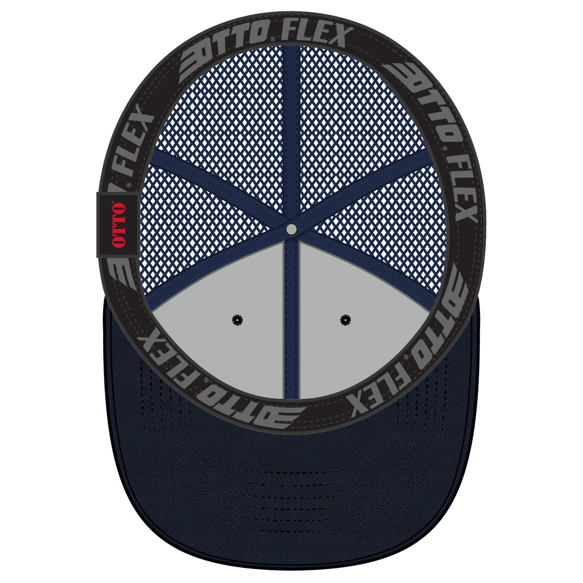 Inside View of 004 - Navy OTTO CAP "OTTO FLEX" Fitted 6 Panel Low Profile Baseball Cap