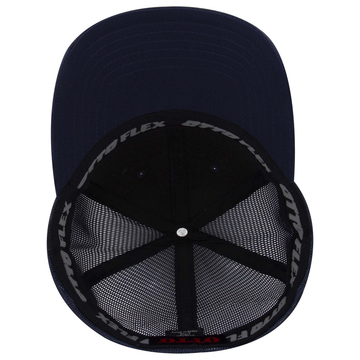Inside View of 004 - Navy OTTO CAP "OTTO FLEX" Fitted 6 Panel Low Profile Mesh Back Trucker Hat