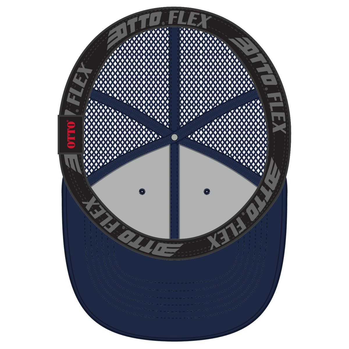 Inside View of 004 - Navy OTTO CAP "OTTO FLEX" Fitted 6 Panel Low Profile Mesh Back Trucker Hat