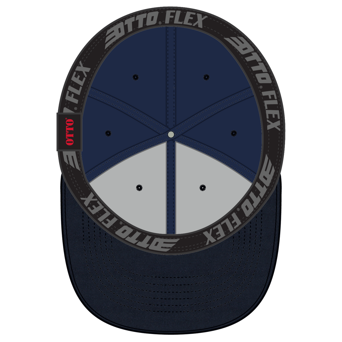 Inside View of 004 - Navy OTTO CAP "OTTO FLEX" Fitted 6 Panel Slim Fit Low Profile Baseball Cap