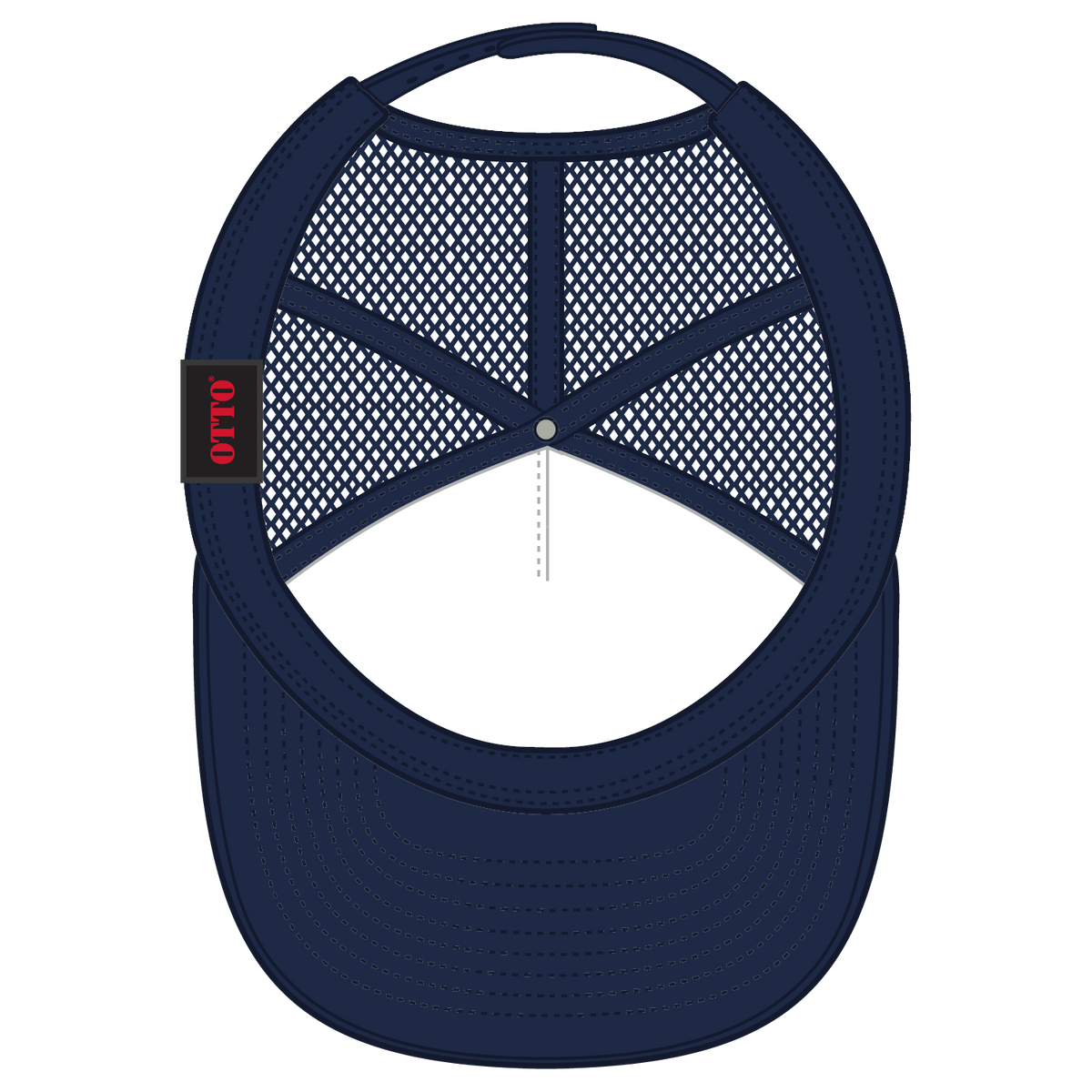 Inside View of 004 - Navy OTTO CAP "OTTO SNAP" 5 Panel High Crown Mesh Back Trucker Snapback Hat