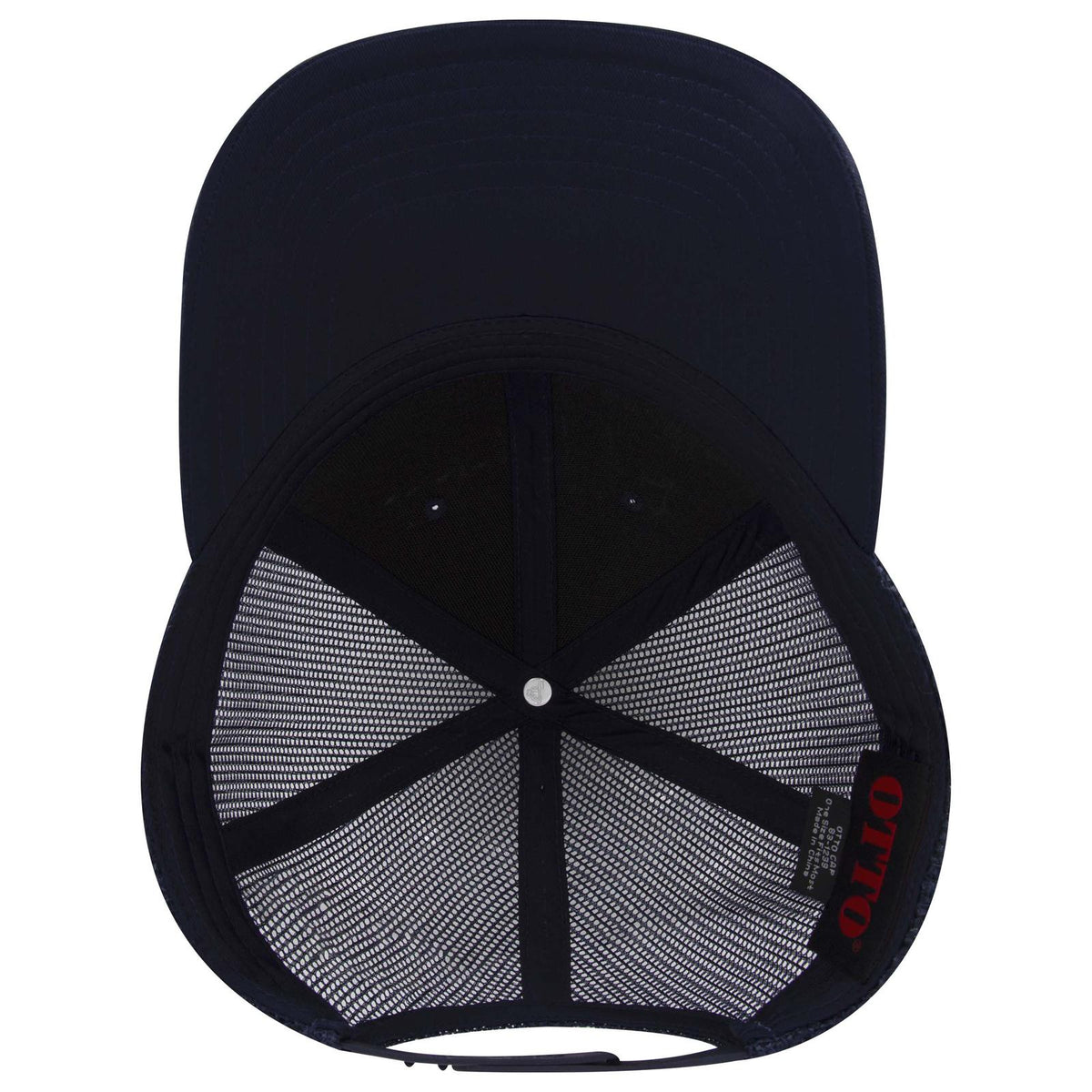 Inside View of 004A - Navy OTTO CAP 6 Panel Low Profile Mesh Back Trucker Hat