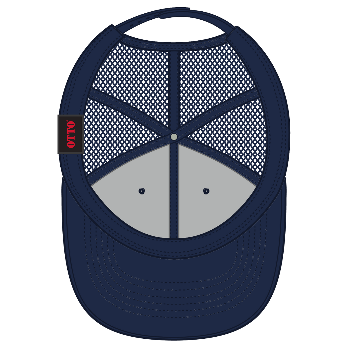 Inside View of 004A - Navy OTTO CAP 6 Panel Low Profile Mesh Back Trucker Hat