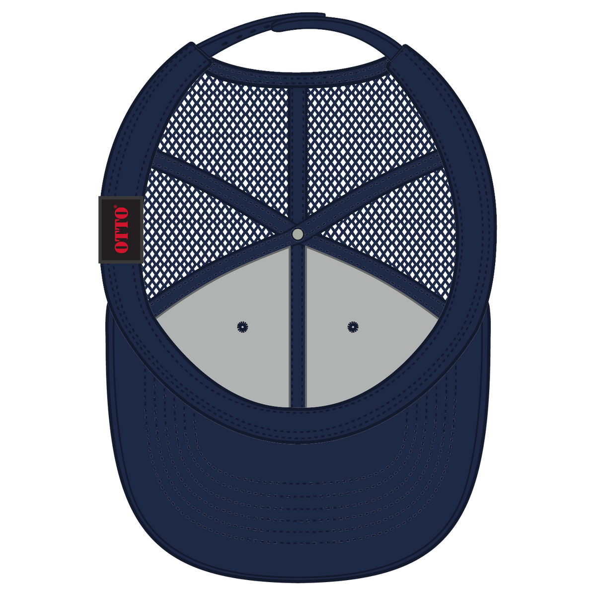 Inside View of 004A - Navy OTTO CAP 6 Panel Mid Profile Mesh Back Trucker Hat