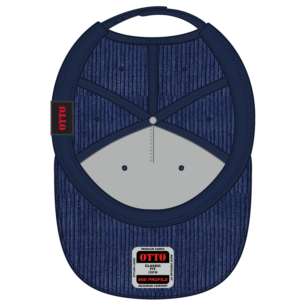 Inside View of 004B - Nvy OTTO CAP 5 Panel Mid Profile Baseball Cap