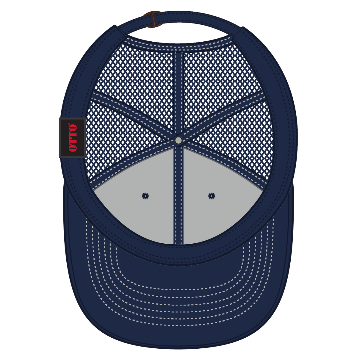 Inside View of 004W - Nvy/Wt OTTO CAP 6 Panel Low Profile Mesh Back Trucker Hat