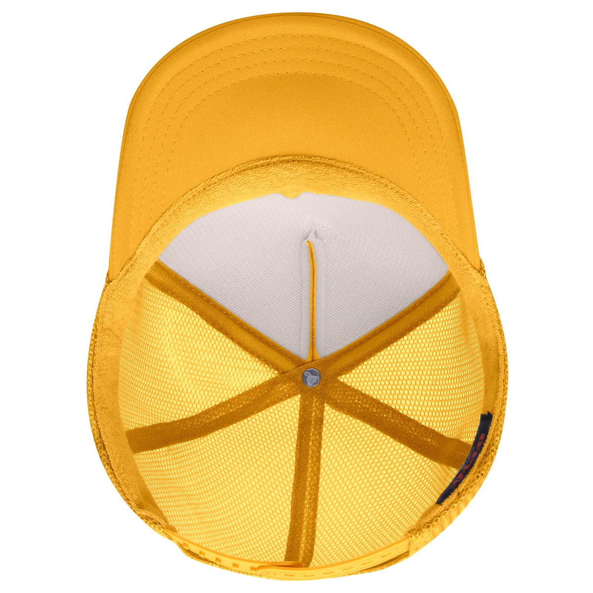 Inside View of 006 - Gold OTTO CAP 5 Panel High Crown Mesh Back Trucker Hat