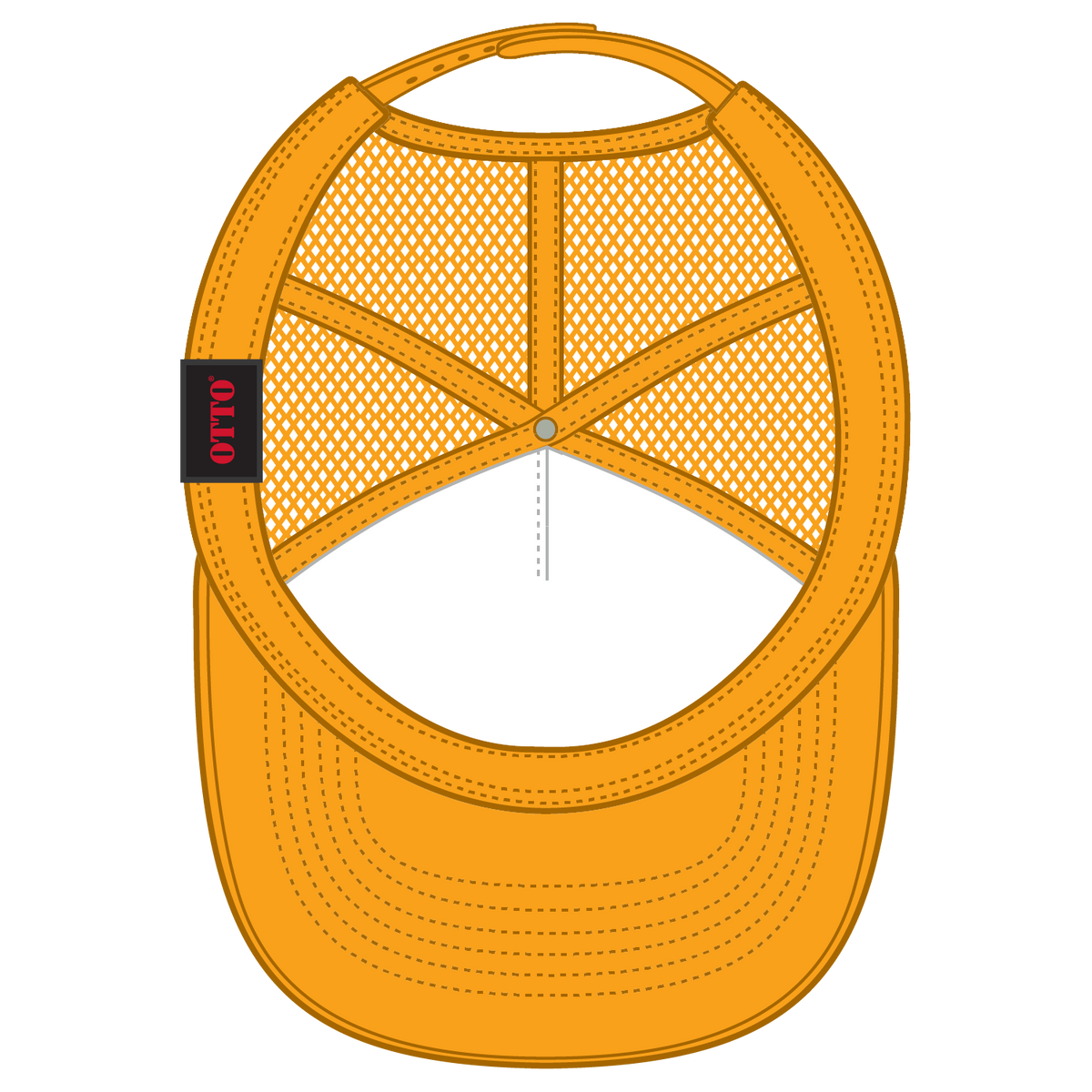 Inside View of 006 - Gold OTTO CAP 5 Panel Mid Profile Mesh Back Trucker Hat
